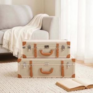 FFBH Vintage Storage Fabric Leather Handheld Portable Storage Clothes Organizer European Simple Home Decor Organization 8N6Y2