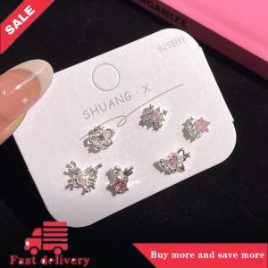[COD] 6Pcs Fashion Sweet Heart Stud Earrings For Women Girls Personality Fashion Temperament Earrings Jewelry Accessories Gifts