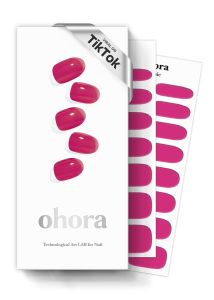 ohora Semi Cured Gel Nail Strips (N Tint Reddish) - Pink Tint Works with Any UV/LED Lamps Salon-Quality Long Lasting Easy to Apply & Remove - Includes 2 Prep Pads Nail File & Wooden Stick