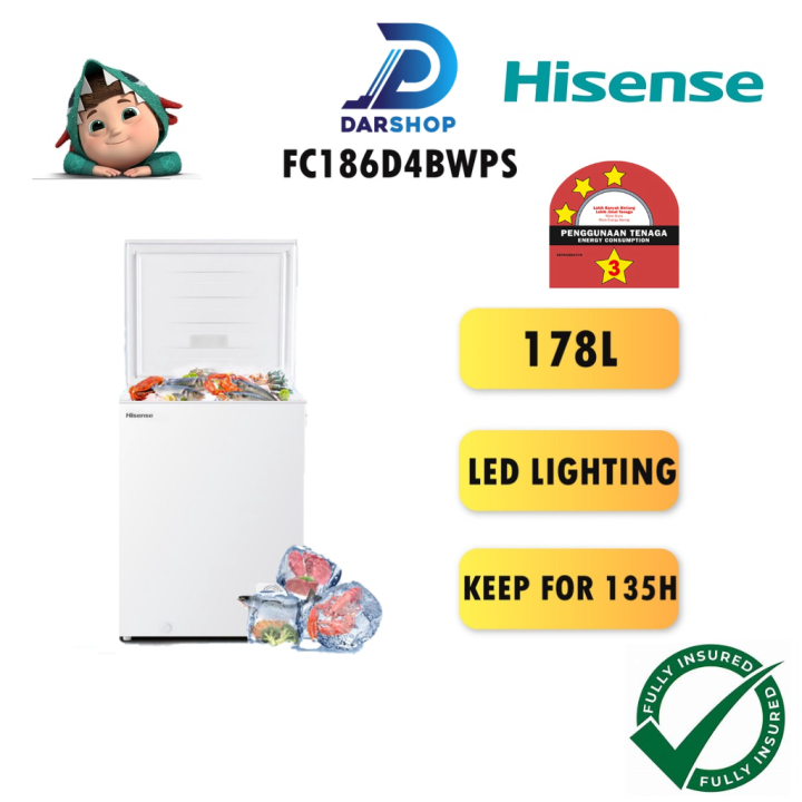 3 STAR Hisense Chest Freezer 178L Peti Freezer & Chiller Murah Mini