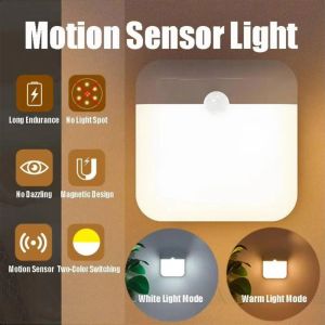 FDYRU Wireless LED Night Light Square Rechargeable Wall Lamp High Quality Human Induction Motion Sensor Light For Bedroom