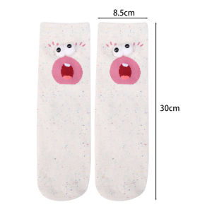 Funny Cartoon Socks Womens Strange Cartoon Small Cute Autumn Winter Coral Velvet Thickened Warm Socks Floor Sleeping LongSocks