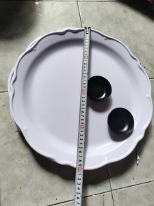 Dĩa tròn viền hoa trắng bóng đựng thức ăn BM11 ĐƯỜNG KÍNH TO 40 CM