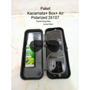 26107 Paket Kacamata Box+Air Kacamata Hitam Lensa Polarized Pria Wanita ORI 100% Tembus Air Polaris Anti UV 400