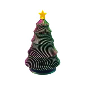 IVYAN 3D Printed Rotating Christmas Tree Decoration Funny Plastic Rotatable Wave Christmas Tree Creative Colorful Stress Relief Fidget Toy for Home