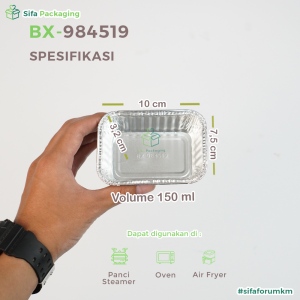Alumunium Foil Cup BX 984519 + Tutup Aluminium Tray Lasagna Macaroni Schotel Klapertart Brownies Cake Bolu Spaghetti Brulee Dimsum Mentai isi 100 pcs