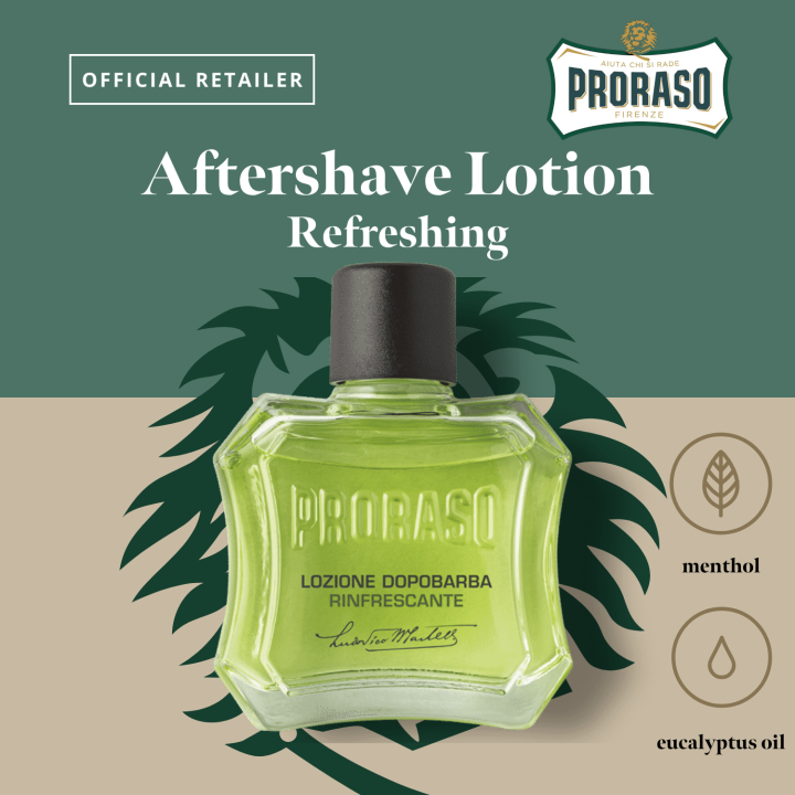 Proraso Green Aftershave Liquid Lotion 100ml - Menthol & Eucalyptus-SGPOMADES