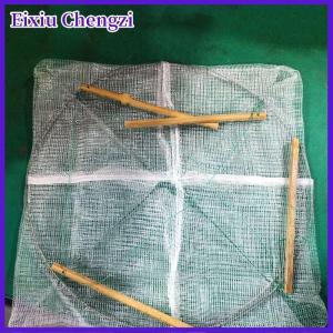 Eixiu 1 cái bẫy mồi câu cá có thể gập lại Bẫy lưới 4 lỗ tôm hùm tôm hùm lồng nhúng 42x20cm