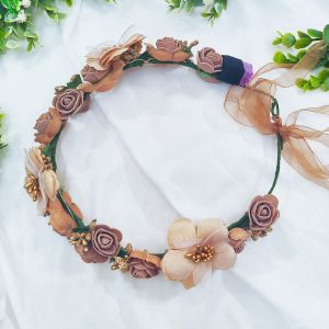 Ready Stock SG - Handmade Bohemian Fairy Light Flower Crown - Golden Brown Boho Flower Crown