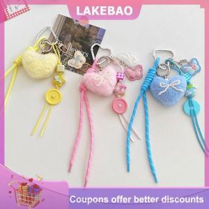 【LAKEBAO】 1 Piece Fluffy tình yêu bóng Keychain với bện dây túi Mặt dây chuyền Keyring leo núi khóa treo trang trí