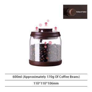 Justliving Hộp đựng cà phê thủy tinh 600ml/900ml/1200ml/1700ml/2000ml Pop cà phê hàng đầu lưu trữ hộp kín thực phẩm lưu trữ container với Pop Nắp nhà bếp Borosilicate cao kính contianers