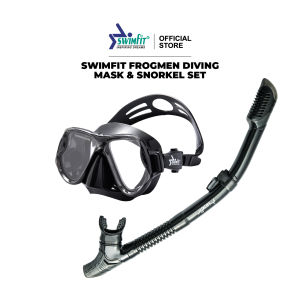 SWIMFIT Frogmen Adults Diving Mask and Snorkel Tube Set Snorkeling Tempered Glass Silicone Skirt Full Dry Snorkel