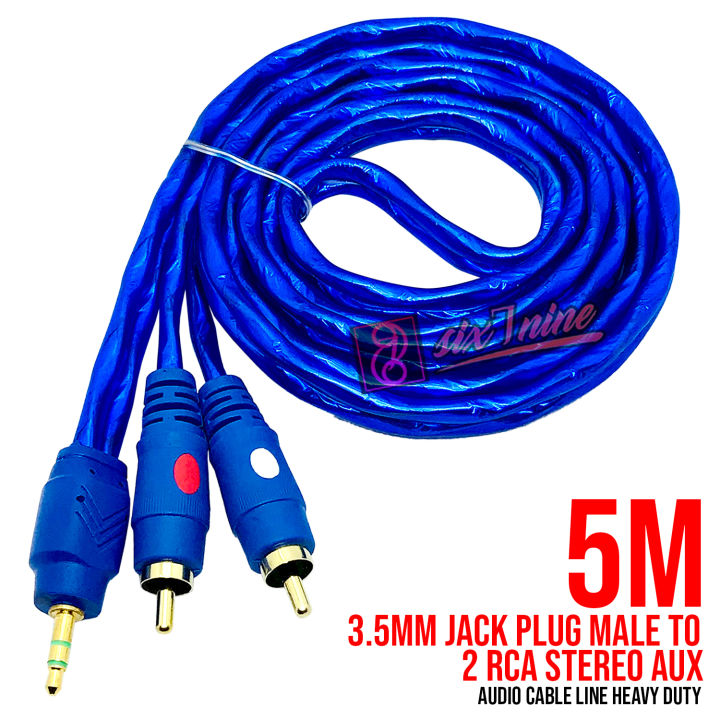 SSN 5M Heavy Duty Jack to RCA Stereo AUX Audio Cable – Durable  Headphone Cord