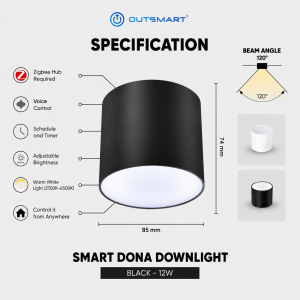 Outsmart Zigbee Smart Downlight COB Dona  Dimmable Tunable White