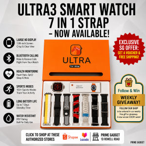 Ultra3 49MM Smart Watch with 7 Interchangeable Straps Bluetooth Calling Wireless Charging HD Full Touch Display Heart Rate & Blood Oxygen Monitor Sleep Tracking Multi Sports Modes Fitness Tracker