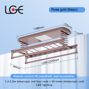 Smart Clothes Dryer Rack Hanger Load Capacity 智能电动晾衣架   Rak Pengeringan Elektrik  Automatic Clothes Hanger