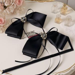 STF กิ๊บติดผมริบบิ้นติดโบว์สีดำสำหรับเด็กผู้หญิงกิ๊บติดผมริบบิ้นปิ่นปักผมอุปกรณ์เสริมกิ๊บหนีบผมหางม้าคาดผมสีดำสำหรับผู้หญิง