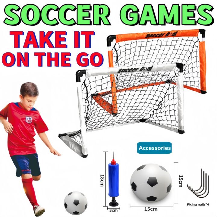 folding football goal column net sleeve pump indoor football goal Soccer  Toys for Kids Portable Folding Soccer Goal Set Kids Sports Mini Backyard