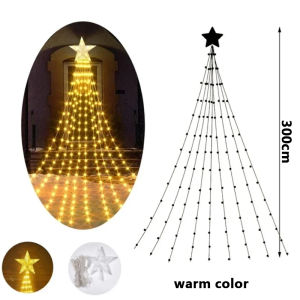 Solar Outdoor String Lights Star Fairy Lights Waterproof For Garden Decoration Waterfall Tree Lights