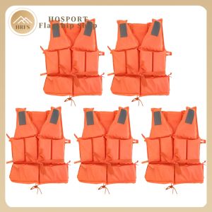 【HRFS】 5 PCS Adult Life Vest W/Whistle Life Jacket Swimming Drifting Vest for Boating Kayaking & Water Sports