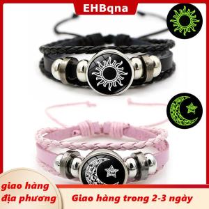[COD] EHBqna 3PF Ship within 24 hours 2pcs sáng vài Vòng đeo tay mặt trời mặt trăng có thể điều chỉnh màu đen bện Vòng đeo tay Tình Bạn thời trang đồ trang sức lãng mạn quà tặng sinh nhật