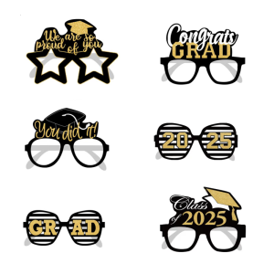 6Pcs Graduation Photography Props Funny Graduation Glasses for Class Of 2025 Party Decoration Party Table Centerpieces