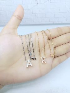 KALUNG ITALI SANTA + LIONTIN HURUF TUSUK MP (NAGITA) / KALUNG PERAK ASLI SILVER 925 LAPIS EMAS/ KALUNG FASHION WANITA TERBARU