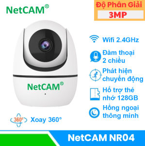Camera IP Wifi quay quét 360 độ NetCAM NR04 3MP  Trò chuyện 2 chiều Cảnh báo chuyển động qua điện thoại