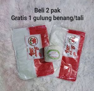 Bendera Plastik Merah Putih Polos Premium 200 Lembar + Tali Rami