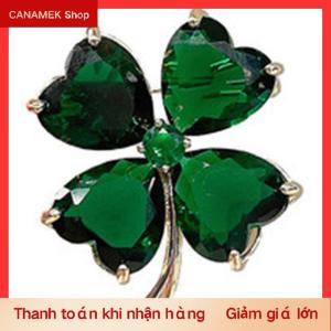 CS May Mắn Bốn Lá Cỏ Ba Lá Trâm Pháp Retro Ngọc Lục Bảo Corsage Quần Áo Cố Định Pin Khóa Phụ Nữ Đồ Trang Sức Cưới Phụ Kiện