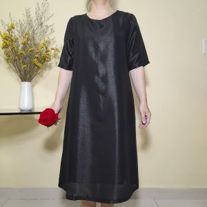 Đầm Trung Niên Vẽ Tay - Dáng Suông A Che Bụng - Vải Voan Tơ Nhũ -Size 48kg-90kg