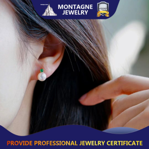 Montagne Jewelry 18k Pure Gold Necklace Emerald earrings for women Gem Inset Fine Jewellery Natural 7-7.5mm Earrings Stud Earring