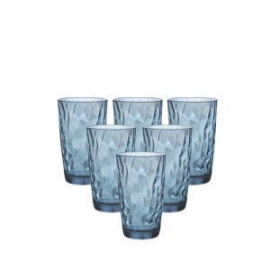 Bộ 6 Ly Thủy Tinh Diamond Bormioli Rocco 350260M02321990 (470ml / Ly) - Xanh Biển