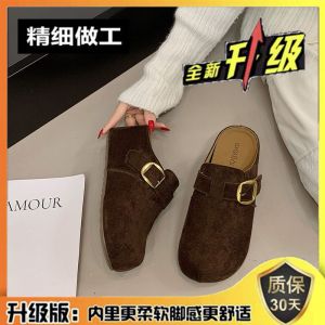 Free Shipping Thick-Soled 7Cm Height-Increasing Closed-Toe Slippers For Women 2026 Autumn New Collection Retro Slip-On Style