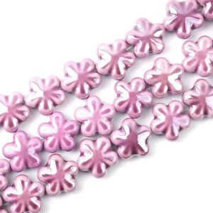 GENENIC 10pcs Handmade Craft Five-petaled Flower Bead Ceramic Fresh Color Jewelry Making Material Personality Fashion Ceramic Spacer Loose Beads Student