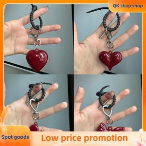 ✨QK shop✨ Exquisite Temperament Red Heart Bow Charms Keychain Versatile Phone Pendant Fashion Backpack Hanging Ornament Accessories Gifts