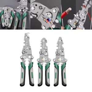 CHLOCH Multifunctional Foldable Wire Stripper Electrical Pliers Wire Stripping Tool Comfortable Electrician Crimpe Pliers Non-Slip Wire Stripping Pliers Electrician