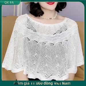 QK FA ✨ Của Phụ Nữ Dệt Kim Rỗng bông khăn choàng khăn áo mùa hè mùa thu thanh lịch phụ nữ mặt trời bảo vệ áo khoác smock