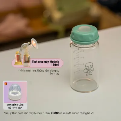 BOBISU | Bình Thủy Tinh Trữ Sữa Cho Bé Dung Tích 150ml-180ml [Mua 2 Bình Tặng Cổ Trắng Ty Nắp Đậy Ty]