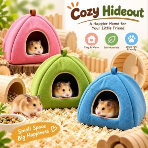 DIVATEN Cotton Line Guinea Pig House Hanging Loop Breathable Chinchilla Hamster Cage Portable Soft Lining Hamster Shelter Small Pets
