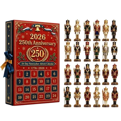 261N Christmas Advent Calendar Surprise Gift Box 2026 Nutcracker Advent Calendar 24-day Retro Soldier Countdown Set Flat Acrylic Christmas Tree Hanging Decor Festive Holiday Gift for Kids Perfect Seasonal