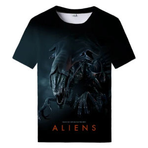 2025 New 3D พิมพ์ T เสื้อ Alien Pattrn สําหรับชายฤดูร้อน Casual Retro เสื้อผ้าผู้ชายอินเทรนด์ภาพยนตร์สยองขวัญกราฟิกรอบคอ Gothic Tops