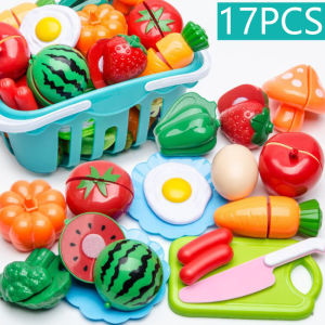 74PCS-25PCS Happy Meal Safe Kitchen Cooking Toy Set Children Pretend Play Plastic Cutting Toys Cut Fruit Vegetable Cartoon Mini Kitchen Toys for Kids Play