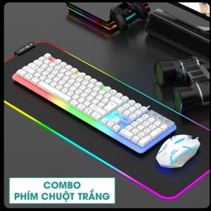Bàn Phím Giả Cơ Kèm Chuột Máy Tính Có Dây Tích Hợp Đèn Led Bật Tắt Phiên Bản Keycap Bo Góc Mới