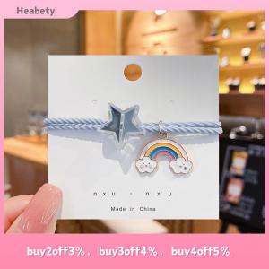 Heabety Stars Couple Bracelet Rainbow Hand Men And Women Gift Friendship Charms Bracelet Elastic Hair Rope Hair Rubber Bands Accessories