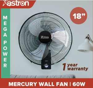 Astron ORIGINAL Mercury 18" Industrial Wall Fan | Electric Fan (Black)