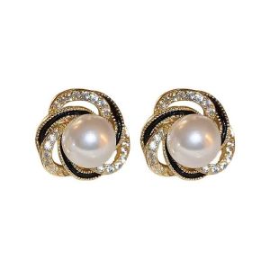 PaulWeekend Elegant Geometric Stud Earrings with Emerald Green Gemstone Fashionable and Sophisticated Design for Women
