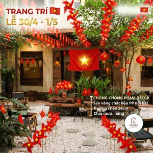 Dây 15 Chong Chóng nhựa Cờ đỏ sao vàng (5m) - Chống Nắng Mưa - Trang Trí ngoài trời quán cafe ngày 30/4