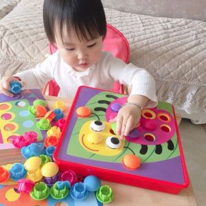 Button Art Toys for Toddlers Color Matching Mosaic Pegboard