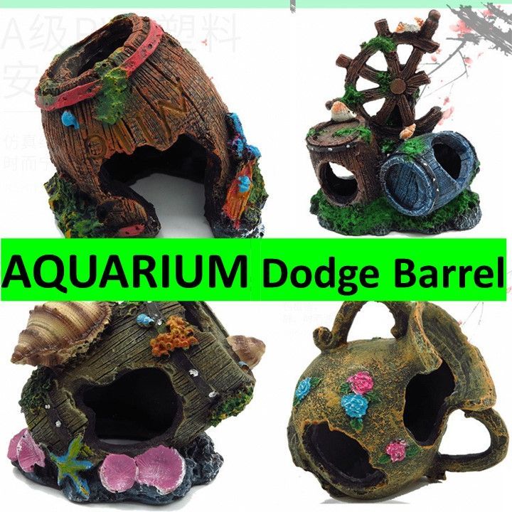 Fish Tank Aquarium Double Barrel Resin Decoration Fish Tank